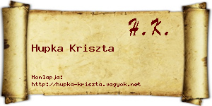 Hupka Kriszta névjegykártya
